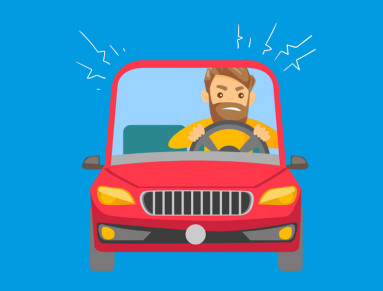 Homme énervé au volant