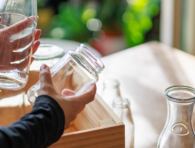 verre à recycler